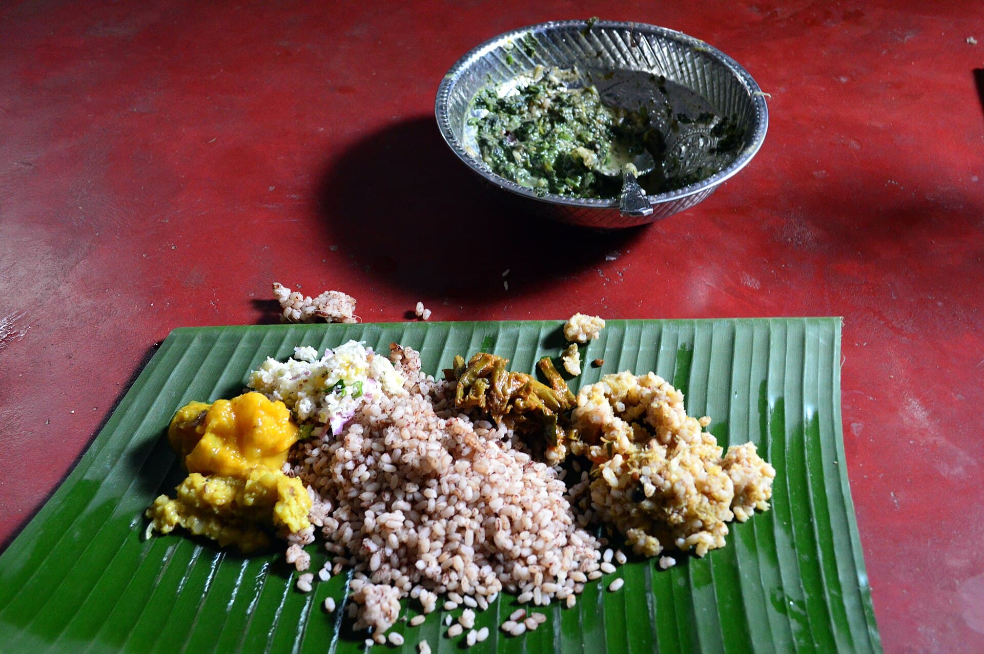 Traditional Jaffna rice and curry served with local side dishes