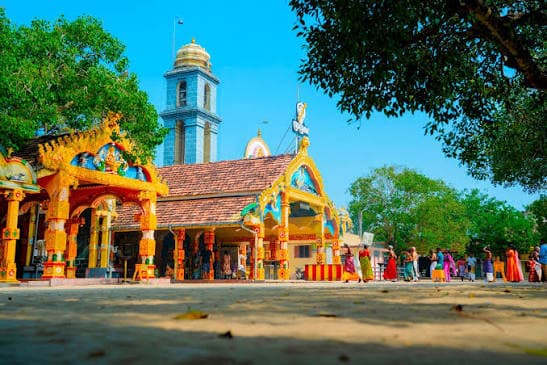 Selvasannithi Murugan Temple with its colourful entrance and tower in Achchuvely, Jaffna
